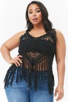 Forever21 Plus Size Sheer Crochet Open-knit Top