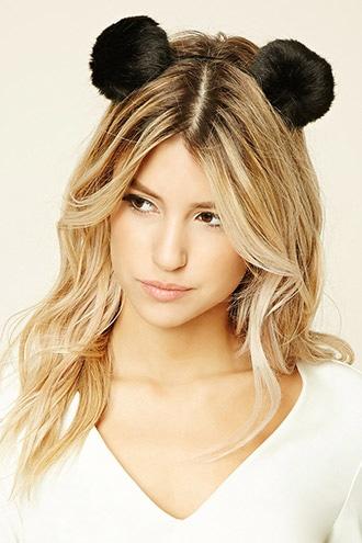 Forever21 Black Fuzzy Pom-pom Headband