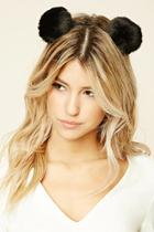 Forever21 Black Fuzzy Pom-pom Headband