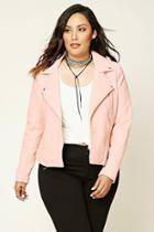Forever21 Plus Women's  Pink Plus Size Moto Jacket