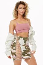 Forever21 Camo Print Lace-up Mini Skirt
