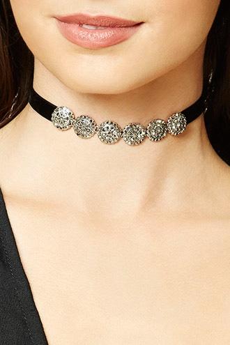Forever21 Ornate Medallion Velvet Choker