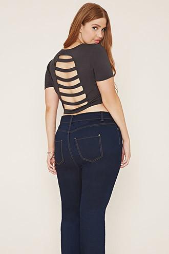 Forever21 Plus Women's  Charcoal Plus Size Cutout Top