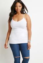 Forever21 Plus Women's  V-neck Knit Cami (white)