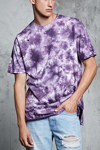 Forever21 Crystal Dye Distressed Tee