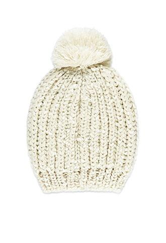 Forever21 Ribbed Knit Pom-pom Beanie