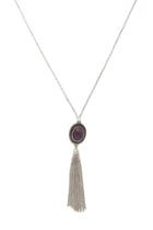 Forever21 B.silver & Purple Faux Stone Tassel Necklace