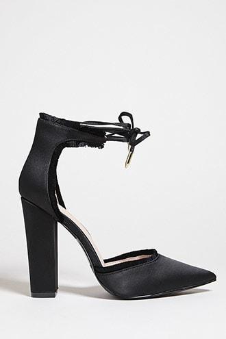 Forever21 Frayed Ankle-strap Heels
