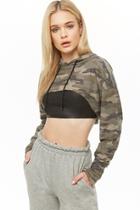 Forever21 Hooded Camo Print Crop Top