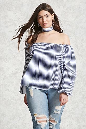 Forever21 Plus Size Stripe Choker Top