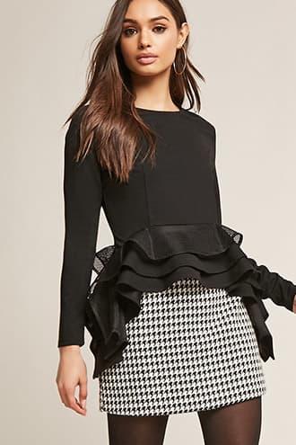 Forever21 Eta Mesh Flounce Hem Top