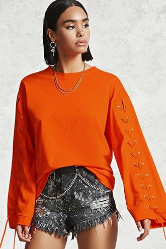 Forever21 Lace-up Oversized Top