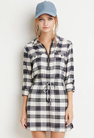 Forever21 Zippered Flannel Shirt Dress