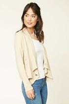 Forever21 Women's  Tan Drape-front Shawl Collar Jacket