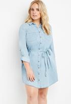 Forever21 Plus Women's  Belted Chambray Shirt Dress