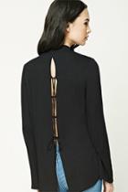 Forever21 Mock Neck Lace-up Back Top