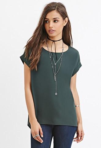 Forever21 Women's  Classic Cuffed-sleeve Top