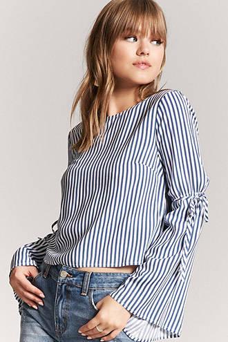 Forever21 Trumpet Sleeve Stripe Top