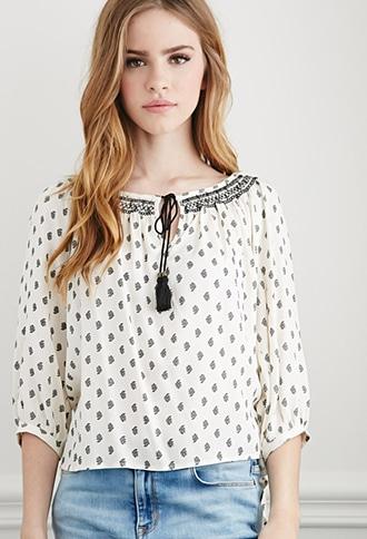 Forever21 Paisley Print Peasant Top