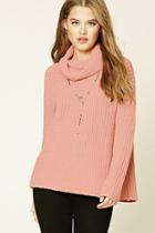 Forever21 Women's  Light Pink Cowl Neck Sweater