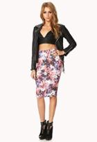 Forever21 Watercolor Floral Bodycon Skirt