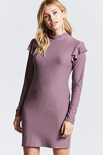 Forever21 Ruffle Mock Neck Dress