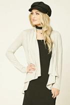 Forever21 Women's  Oatmeal Heathered Open-front Cardigan