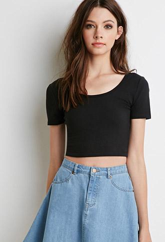 Forever 21 Classic Crop Top Black Small