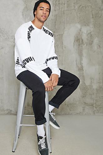Forever21 Roman Numeral Long-sleeve Tee
