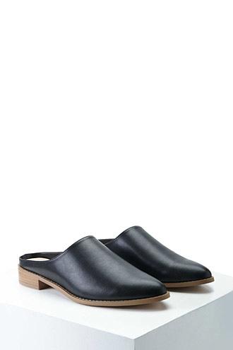 Forever21 Pointed Faux Leather Mules