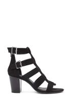 Forever21 Women's  Black Faux Suede Caged Heels