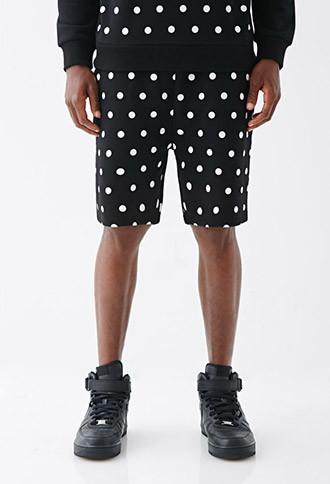 21 Men Oversized Dot Print Sweatshorts