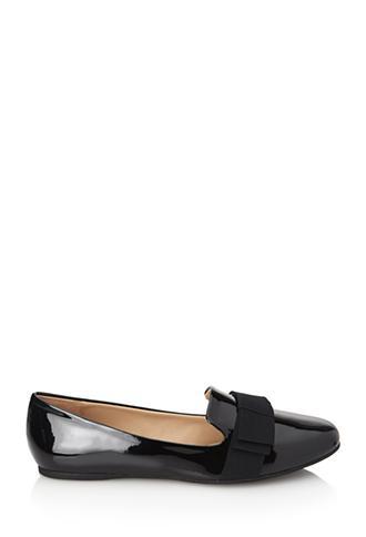 Forever21 Faux Patent Bow Loafers Black 10