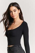 Forever21 Ribbed Knit Snap-button Top