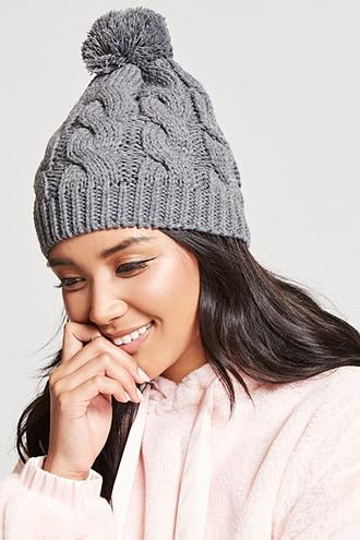 Forever21 Pom Pom Cable Knit Beanie