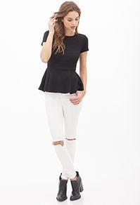 Forever21 Short-sleeved Peplum Top