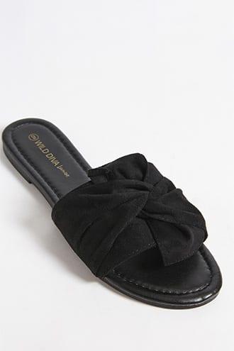 Forever21 Faux Suede Twist-front Slide Sandals