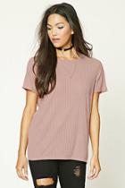 Forever21 Women's  Dusty Pink Boxy Ribbed Knit Top