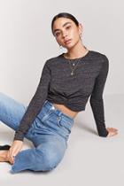 Forever21 Marled Twist-front Top