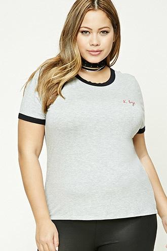 Forever21 Plus Size K Bye Ringer Tee