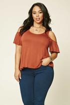 Forever21 Plus Women's  Rust Plus Size Open-shoulder Top