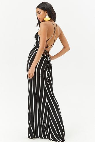 Forever21 Striped Strappy-back Maxi Dress