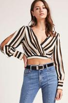 Forever21 Striped Surplice Crop Top