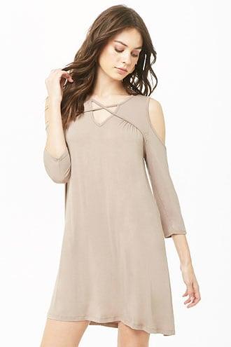 Forever21 Crisscross Open-shoulder Swing Dress