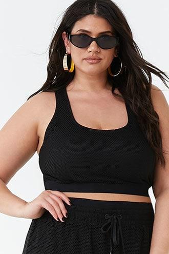 Forever21 Plus Size Fishnet Racerback Crop Top