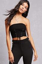 Forever21 Lace-up Strapless Crop Top