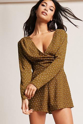 Forever21 Selfie Leslie Square Print Romper