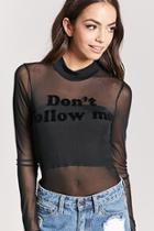 Forever21 Dont Follow Me Mesh Knit Top