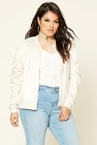 Forever21 Plus Women's  Champagne Plus Size Satin Bomber Jacket