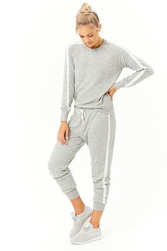 Forever21 Active Stripe-trim Marled Joggers